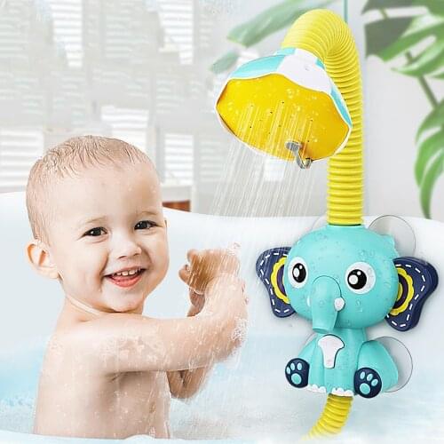 Electric Elephant Water Spray Bath Toys For Kids Baby Bathroom Bathtub Faucet Shower Toys Strong Suction Cup Children Water Game
