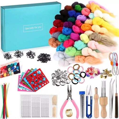 Imzay 356PCS Needle Felting Kit With 40Colors Wool Roving, Felting Needles, Felting Mat, Instruction And Other Supplies