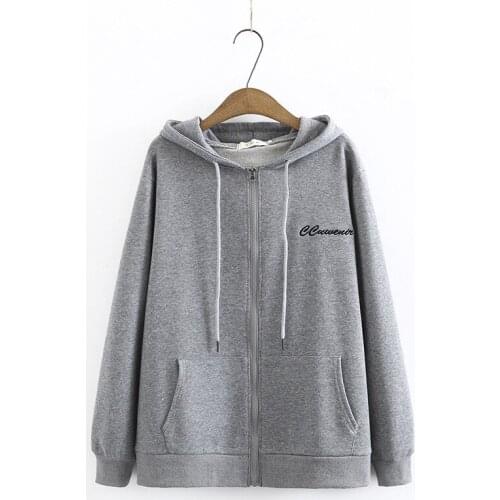Plus Size XL-4XL Womens Grey Black Hooded Autumn Winter Jackets Casual Sweatshirts with Pockets