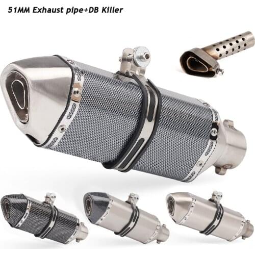 51mm Connector Exhaust Muffler Tip Pipe With Removable DB Killer Modified 370mm stainless steel Silencer System