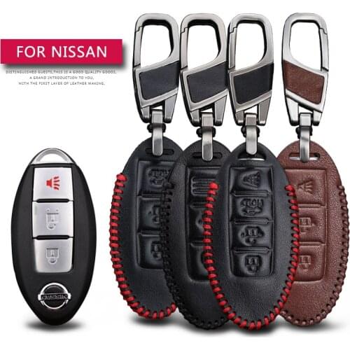 KUKAKEY Remote Smart Car Key Case For Nissan Teana Tiida Sylphy Sunny Qashqai Skyline Juke Alissa X-TRA Leather Keychain Cover