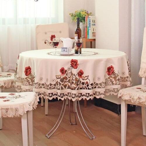 New Dia 220CM/86" Round Tablecloth table dinner cover Mat lace flower embroidery increase table cloth Europe home desk Dec