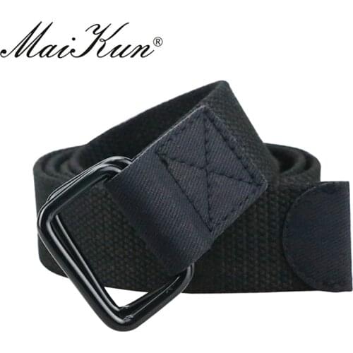 Maikun Men Double Ring Buckle Belt Tactical Canvas Men Belt Casual Harajuku Male Belt For Jeans