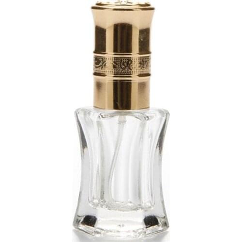 Mini Spray Bottle 6ml Perfume Storage Bottle Parfum Atomizer Golden Lid Glass Bottle Refillable Travel Bottles 25pcs/lot