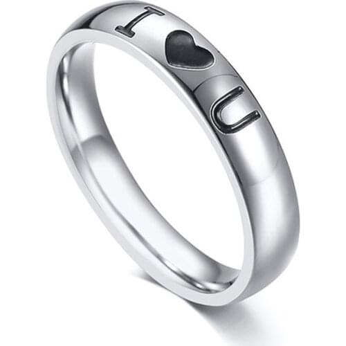 Minimalist Ring I love U Classic Stainless Steel Rings for Couple Wedding Band Size 6-12 Silver anillo mujer acero inoxidable