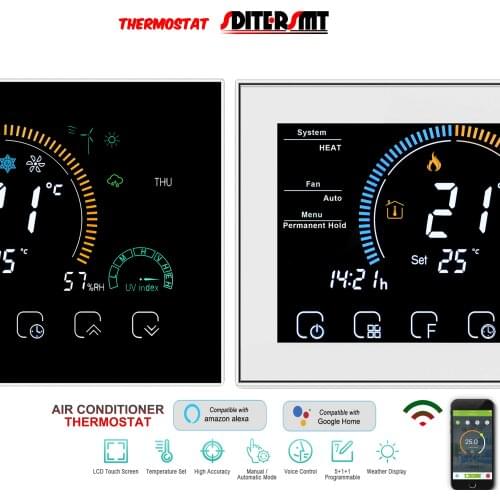 Multifunction Monitor City Weather Adjustable Cooling Heating WIFI Smart Thermostat Google for Villas, Hospitals, Airports