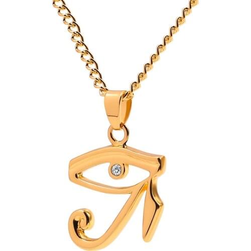Fashion Egyptian Pharaoh Necklace Eye of Horus Ra Udjat For Mens Necklace Gold Metal Crystal Amulet Necklace Women Jewelry