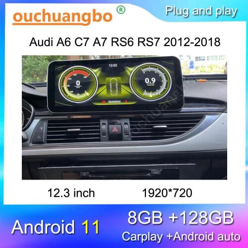 Ouchuangbo multimedia radio gps for 12.3 inch A6 C7 S7 S6 A7 RS6 RS7 Qualcomm head unit stereo android 10 caprlay 1920*720