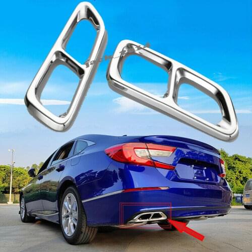 Stainless Rear Bumper Tail Throat Decorative Trim 2pc For Honda Accord 2018 2019 10th