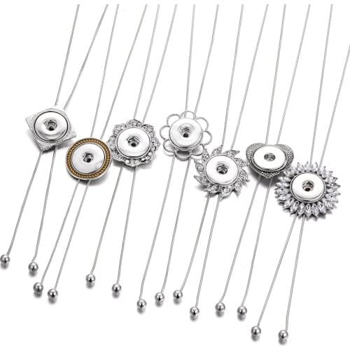 New Snap Button Jewelry Necklaces Metal Tassel Snap Pendant Necklace Fit Crystal 18mm 20mm Snap Button Necklace Jewelry