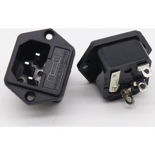 NEW Panel Mounted 3 Pin IEC 60320 C14 Inlet Male Power Plug 15A AC 250V w/ fuse holder