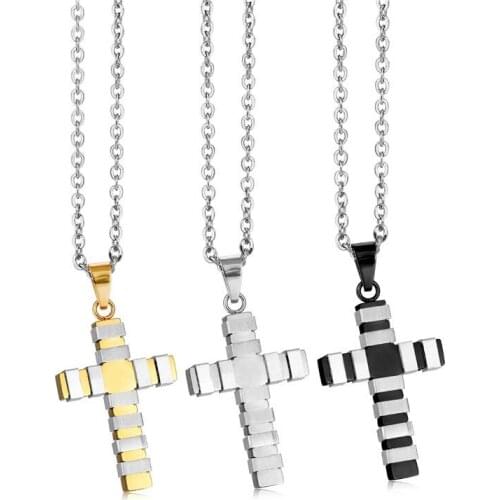 3 Colors Stainless Steel Square Cross Pendants Necklace For Men Women Unisex Jewelry Drop Shipping