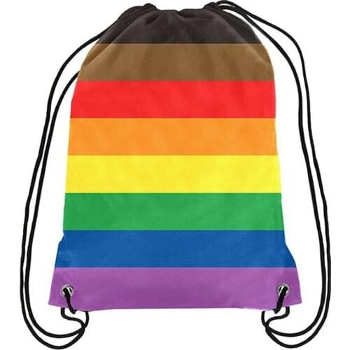 Rainbow With Modified Pride Drawstring Backpack LGBT Bag Sports 35x45cm Gift Festival Polyester Vivid Color Digital Printed