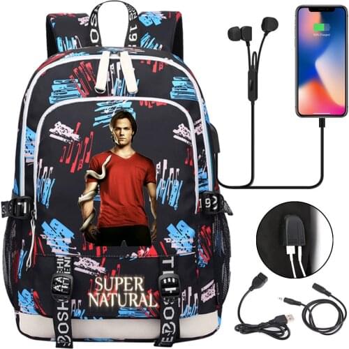 Supernatural Backpack Women Men Multifunction USB Charging Laptop Backpack School Travel Bags for Boys Girls
