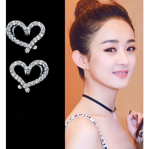 Newest Style Free Shipping Fashion Sterling Silver 925 Rhinestone Heart Stud Earrings Jewelry Pendientes Brincos