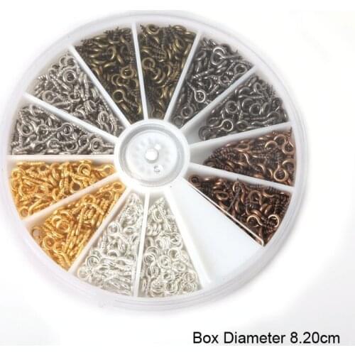 Free Shipping Mixed 1 Box (600pcs/lot 4*8mm) Iron Screw Eye Pin Bail Peg For Half-drilled Beads jewelry findings DIY BDH053-01MX