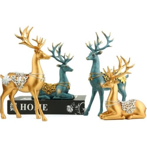 Nordic Deer Statue Gold Elk Sculpture Luxury Room Decor Handicraft Desktop Decoration Home Decorations Gift