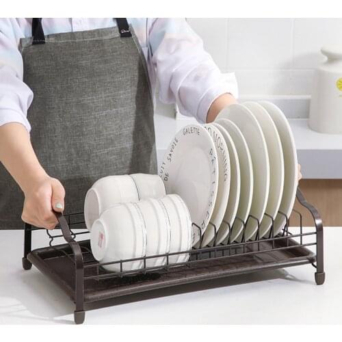 Kitchen Bowl Dish Storage Rack Shelf Double Layer Tableware Drain Rack With Water Tray Multi-purpose Fruit Food Organizer Holder