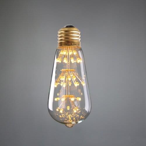 3W Fireworks Starry Vintage Lights ST64 Clear Style Warm 2200K Decorative for Pendant Lamp E26 E27 B22 NonDimmable Led Lamp 110v