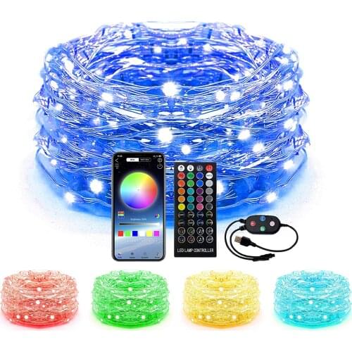 LED Copper Wire Light Bluetooth Music RGB Light String APP Control USB Christmas Day Symphony Decoration Light