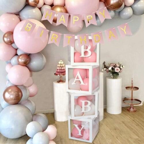 Baby Shower Decorations Large Transparent Balloons Decor Baby Box Balloon Garland Kit for Boy Girl 1st Birthday Wedding Party