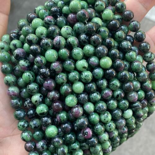 High Quality Real Natural Stone Epidote Ruby Zoisite Beads 4-8mm Pick Size 15'' Strand Round Loose Gemstones Beads DIY Jewelry