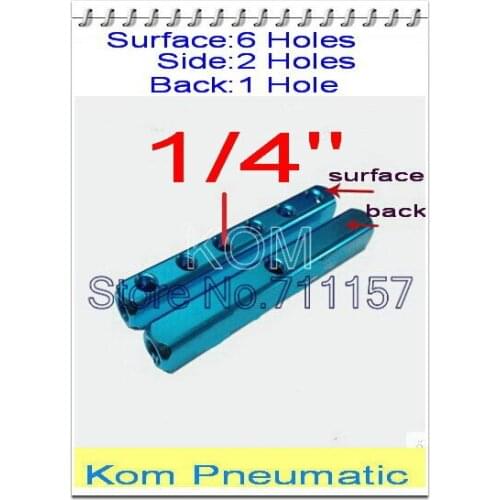 1/4" Pneumatic Aluminum Air Fitting Multi Connector Manifold Air Compressor Hose Tube Plug Socket Base 6 Way 9 Hole AL-6