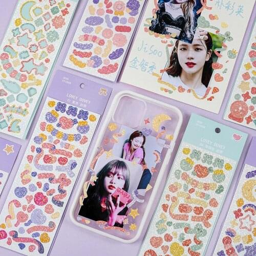 1pcs Kawaii Laser Colorful Ribbon Wish Sticker DIY Hand Account Photo Album Notebook Decoration Cute Office Student Stationery