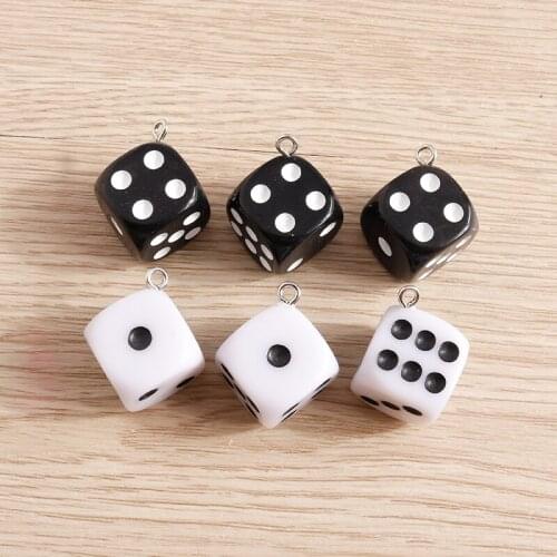 10pcs 16*16mm 2 Colors 3D Cute Dice Charms for Jewelry Making DIY Drop Earrings Pendants Necklaces Bracelets DIY Crafts Supplies