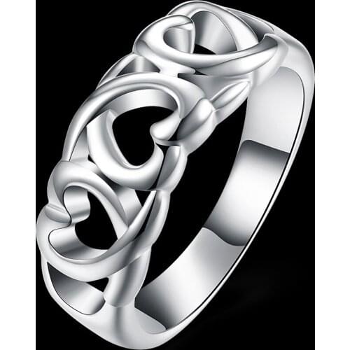 100% 925 Solid Sterling Silver Jewelry heart Rings for Women Men Size 7 8 9 Fashion Wedding Jewelry Girl student Holiday gifts