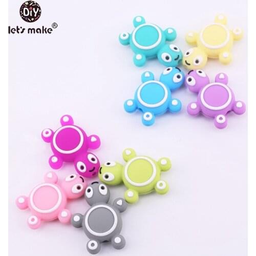 Lets Make Silicone Teether Cartoon Mini Tortoise 20pcs Food Grade BPA Free DIY Teething Nursing Necklace Accessories Beads