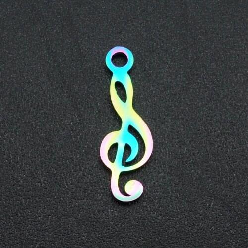 5pcs/lot 100% Stainless Steel Rainbow Music Note DIY Charm Pendant Wholesale OEM Order Top Quality Bracelet Making