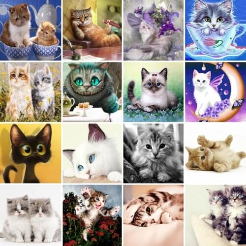 40/45/50/55/60/65 diamond painting 5D Full Square embroidery mosaic Cross Stitch Cute animal cute cat DIY home Decoration gift