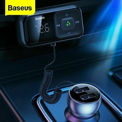 Baseus FM Transmitter Wireless Bluetooth 5.0 FM Radio kit 3.1A USB Car Charger