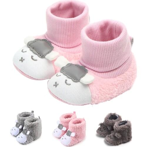 Winter Newborn Baby Shoes Cartoon Plush Non Slip Babies Kids First Walkers For Toddler Infant Boots For Boys Girls 0-18 Months