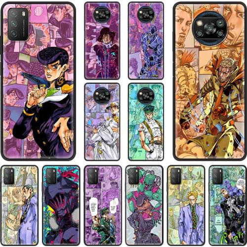 Phone Case For Xiaomi Mi Poco X3 NFC F2 M3 Note 11 10 Lite 5G 9 9T SE 10T Pro A2 CC9 CC9E Black Cover JoJo Bizarre Adventure