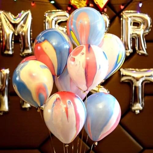 Dana jiau 10pcs 12 inch Painting Agate Balloon Colorful Cloud Air Balloon Birthday Party Ballon Decoration wedding toy wholesale