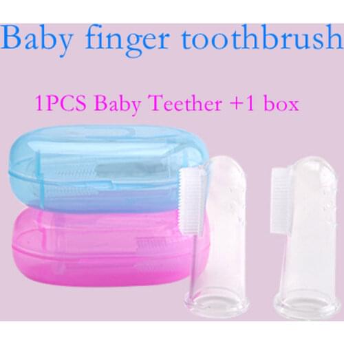 Baby Silicone Teether Finger Set Toothbrush Oral Cleaning Infant Soft Silicone Finger Healthy Toothbrush Free Box Baby Items