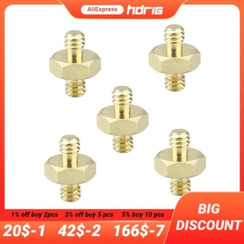 HDRIG 5Pcs 1/4" to 1/4" Double Male Thread Adapter 1/4" Screw Adaptor Hex for DSLR Camera Tripod