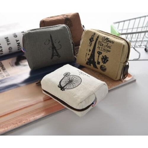 Vintage Classic Women Man Canvas Coin Purse Zip Wallet Small Mini Bag Case Pouch Holder Retro Money Bags Gift