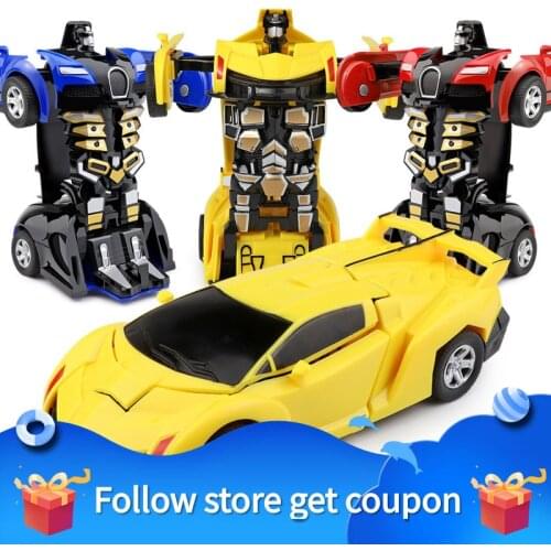 Deformation Vehicle Collision Transformation Toy Car Model Robot Plastic Anime Montessori Gift for Children