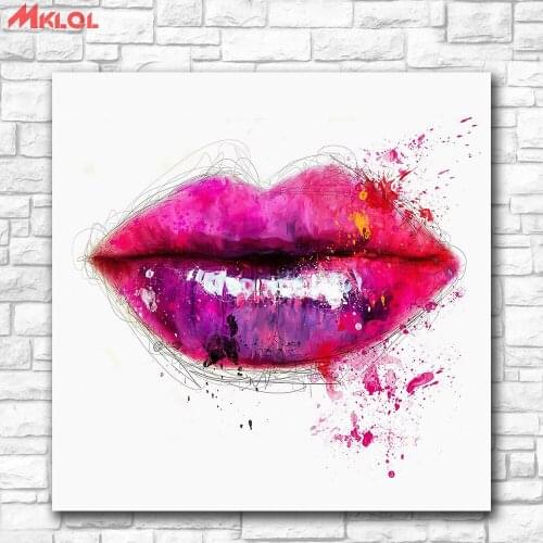 Oil Painting Picture pop art Red lips Wall Decor Painted Wall Art Canvas Printed Living Room Painting Wall Art Pictures No Frame