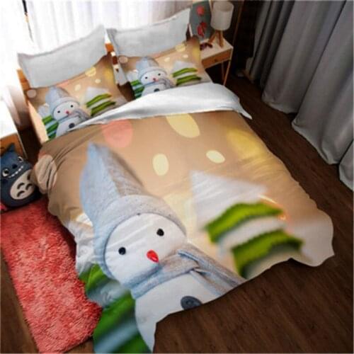 Snowman Christmas Duvet Quilt Cover with pillowcase Set Bedding Set Twin Full Queen King Bed Linens For Children Adults
