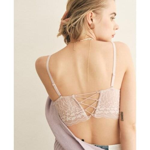 Femme Sex Lingerie Set Lace Transparent Bra Set Dot Mesh Bralette Women Push Up Brassiere T Back Panties Sets Backless V Neck