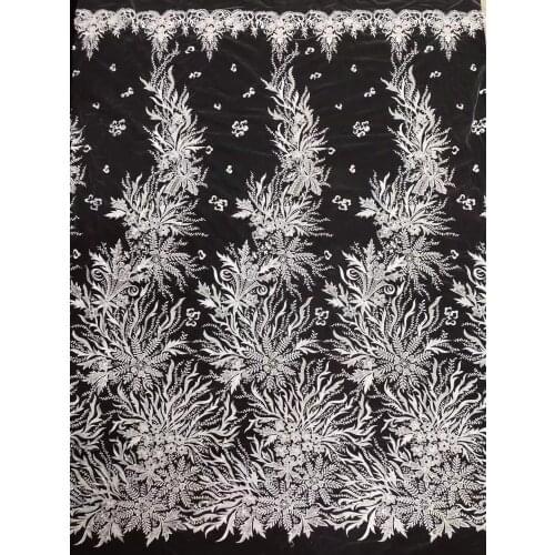 1 Yard Bridal Wedding Dress Lace Fabric Luxury Sequin Evening Dress Ivory With Beads Bridal Dress DIY Fabric