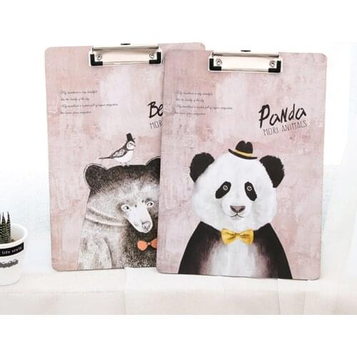 Hot 1pc A4 MDF Clipboard with Hook Cute Animal Writing pad File/menu clipboard with plate clip Office/School supplies