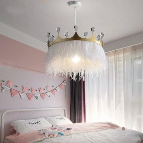 Mo Jue Nordic feather chandelier modern simple personality warm romantic childrens room ins girl net red bedroom lampLB032104