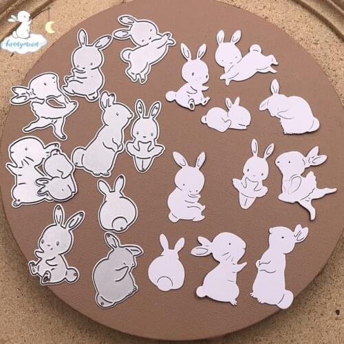 Bunnymoon Cute Rabbits Metal Cutting Dies Stencils for DIY Scrapbooking/photo Album stamps Decorative Embossing DIY Paper Card