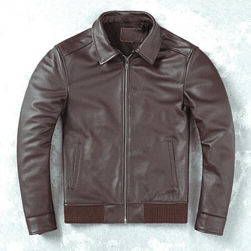 2021 New Spring Autumn Men Clothing Real Cowhide Leather Jacket Male Short Casual Coats Mens Genuine Cow Leather Outwear W612