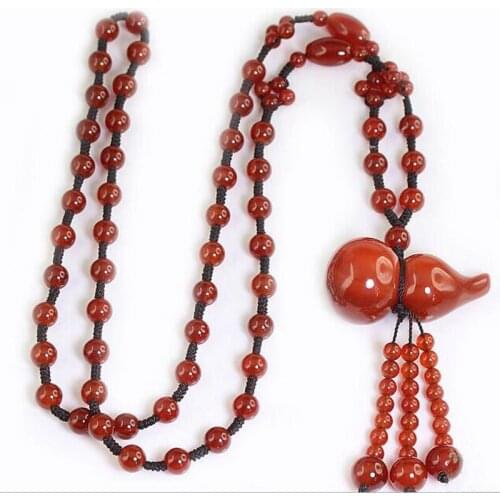 Jade Necklace Sweater chain Natural red agate and chalcedony Bead Necklace Jewelry Fine Jewelry red chalcedony Bead Necklace